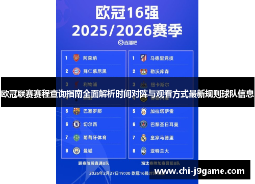 欧冠联赛赛程查询指南全面解析时间对阵与观看方式最新规则球队信息